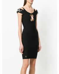 schwarzes verziertes schulterfreies Kleid von Philipp Plein