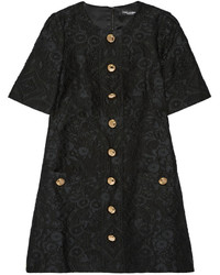 schwarzes verziertes Seidekleid von Dolce & Gabbana