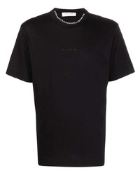 schwarzes verziertes T-Shirt mit einem Rundhalsausschnitt von 1017 Alyx 9Sm