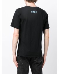 schwarzes verziertes T-Shirt mit einem Rundhalsausschnitt von A Bathing Ape