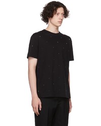schwarzes verziertes T-Shirt mit einem Rundhalsausschnitt von Valentino