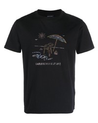 schwarzes verziertes T-Shirt mit einem Rundhalsausschnitt von Botter