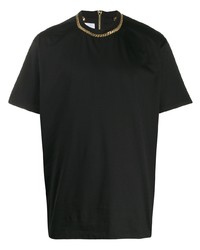 schwarzes verziertes T-Shirt mit einem Rundhalsausschnitt von Burberry