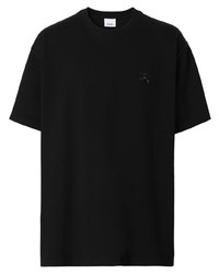 schwarzes verziertes T-Shirt mit einem Rundhalsausschnitt von Burberry