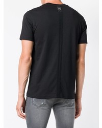 schwarzes verziertes T-Shirt mit einem Rundhalsausschnitt von Les Hommes Urban