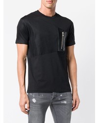 schwarzes verziertes T-Shirt mit einem Rundhalsausschnitt von Les Hommes Urban