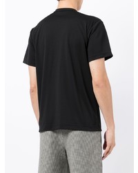 schwarzes verziertes T-Shirt mit einem Rundhalsausschnitt von Comme Des Garcons Homme Plus