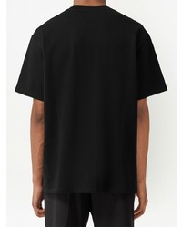 schwarzes verziertes T-Shirt mit einem Rundhalsausschnitt von Burberry