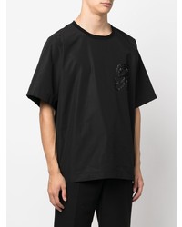 schwarzes verziertes T-Shirt mit einem Rundhalsausschnitt von DSQUARED2