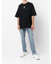 schwarzes verziertes T-Shirt mit einem Rundhalsausschnitt von Mastermind Japan