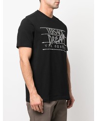 schwarzes verziertes T-Shirt mit einem Rundhalsausschnitt von Versace