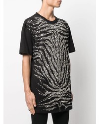 schwarzes verziertes T-Shirt mit einem Rundhalsausschnitt von Balmain