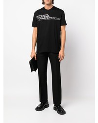 schwarzes verziertes T-Shirt mit einem Rundhalsausschnitt von Versace