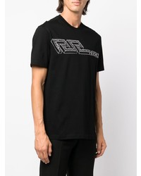 schwarzes verziertes T-Shirt mit einem Rundhalsausschnitt von Versace