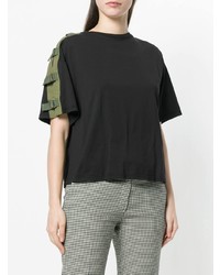 schwarzes verziertes T-Shirt mit einem Rundhalsausschnitt von Mr & Mrs Italy