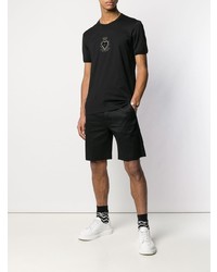 schwarzes verziertes T-Shirt mit einem Rundhalsausschnitt von Dolce & Gabbana