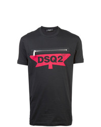 schwarzes verziertes T-Shirt mit einem Rundhalsausschnitt von DSQUARED2