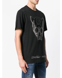 schwarzes verziertes T-Shirt mit einem Rundhalsausschnitt von Frankie Morello