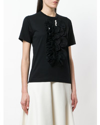 schwarzes verziertes T-Shirt mit einem Rundhalsausschnitt von Simone Rocha