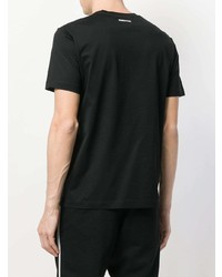 schwarzes verziertes T-Shirt mit einem Rundhalsausschnitt von Les Hommes