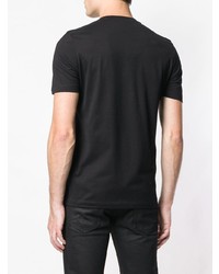 schwarzes verziertes T-Shirt mit einem Rundhalsausschnitt von John Richmond