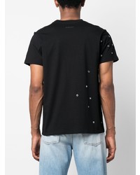 schwarzes verziertes T-Shirt mit einem Rundhalsausschnitt von Isabel Marant