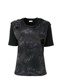 schwarzes verziertes T-Shirt mit einem Rundhalsausschnitt von Faith Connexion