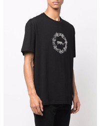 schwarzes verziertes T-Shirt mit einem Rundhalsausschnitt von Just Cavalli