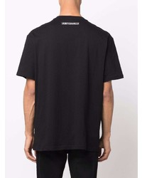 schwarzes verziertes T-Shirt mit einem Rundhalsausschnitt von Just Cavalli