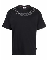 schwarzes verziertes T-Shirt mit einem Rundhalsausschnitt von Gcds