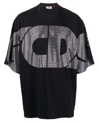 schwarzes verziertes T-Shirt mit einem Rundhalsausschnitt von Gcds