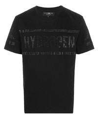 schwarzes verziertes T-Shirt mit einem Rundhalsausschnitt von Hydrogen