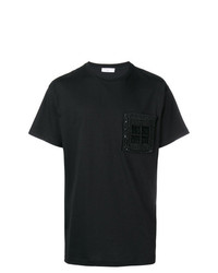 schwarzes verziertes T-Shirt mit einem Rundhalsausschnitt von Ih Nom Uh Nit