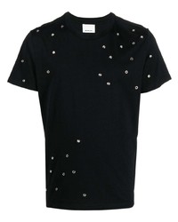 schwarzes verziertes T-Shirt mit einem Rundhalsausschnitt von Isabel Marant