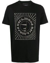 schwarzes verziertes T-Shirt mit einem Rundhalsausschnitt von John Richmond