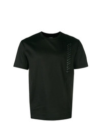 schwarzes verziertes T-Shirt mit einem Rundhalsausschnitt von Les Hommes