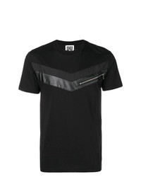 schwarzes verziertes T-Shirt mit einem Rundhalsausschnitt von Les Hommes Urban