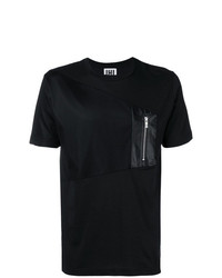 schwarzes verziertes T-Shirt mit einem Rundhalsausschnitt von Les Hommes Urban