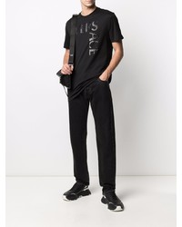 schwarzes verziertes T-Shirt mit einem Rundhalsausschnitt von Versace