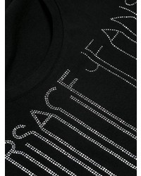 schwarzes verziertes T-Shirt mit einem Rundhalsausschnitt von Versace Jeans