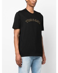 schwarzes verziertes T-Shirt mit einem Rundhalsausschnitt von Versace