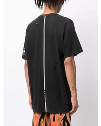 schwarzes verziertes T-Shirt mit einem Rundhalsausschnitt von Haculla
