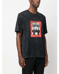 schwarzes verziertes T-Shirt mit einem Rundhalsausschnitt von Just Cavalli