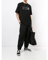 schwarzes verziertes T-Shirt mit einem Rundhalsausschnitt von BAPE BLACK *A BATHING APE®