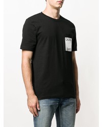 schwarzes verziertes T-Shirt mit einem Rundhalsausschnitt von CK Jeans