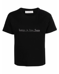 schwarzes verziertes T-Shirt mit einem Rundhalsausschnitt von Ludovic De Saint Sernin