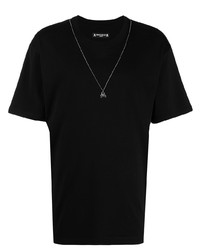 schwarzes verziertes T-Shirt mit einem Rundhalsausschnitt von Mastermind Japan