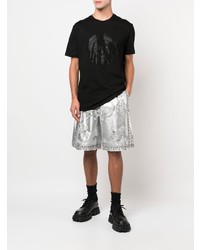 schwarzes verziertes T-Shirt mit einem Rundhalsausschnitt von Versace