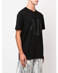 schwarzes verziertes T-Shirt mit einem Rundhalsausschnitt von Versace