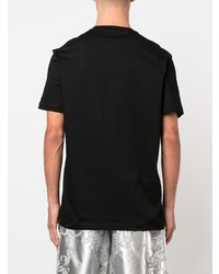 schwarzes verziertes T-Shirt mit einem Rundhalsausschnitt von Versace